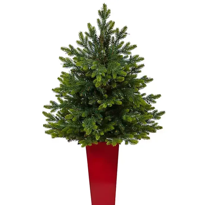 Discount Kirklands Home Pre-Lit North Carolina Fir Tree in Red Planter