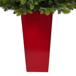 Discount Kirklands Home Pre-Lit North Carolina Fir Tree in Red Planter