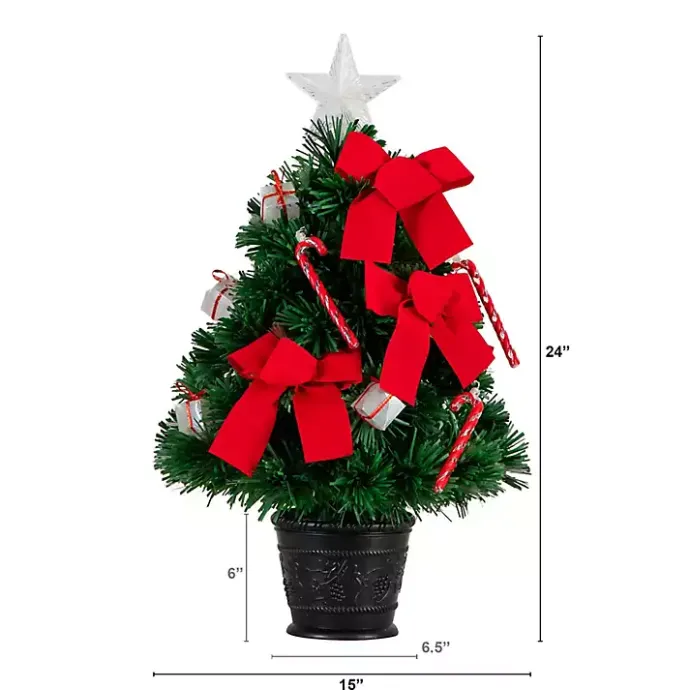 Clearance Kirklands Home Pre-Lit Red Bow Christmas Tree Arrangement