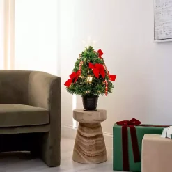 Clearance Kirklands Home Pre-Lit Red Bow Christmas Tree Arrangement