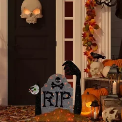 Kirklands Home Pre-Lit RIP Tombstone Outdoor Decoration