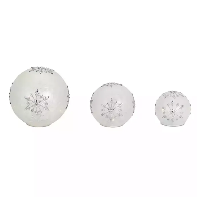 Clearance Kirklands Home Prelit Snowflake Glass Globes, Set of 3