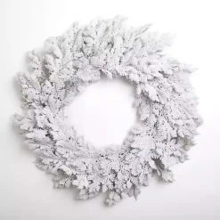 Clearance Kirklands Home Pre-Lit Snowy Pine Christmas Wreath White