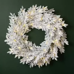 Clearance Kirklands Home Pre-Lit Snowy Pine Christmas Wreath White