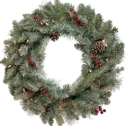 Outlet Kirklands Home Pre-Lit Snowy Waterloo Pine Wreath Green