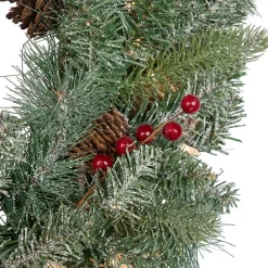 Outlet Kirklands Home Pre-Lit Snowy Waterloo Pine Wreath Green