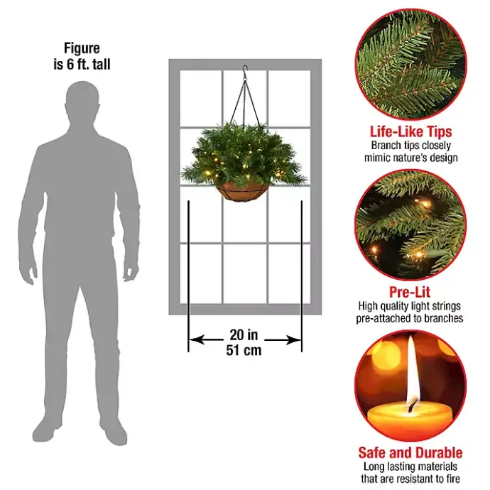 Sale Kirklands Home Pre-Lit Tiffany Fir Christmas Hanging Basket Green