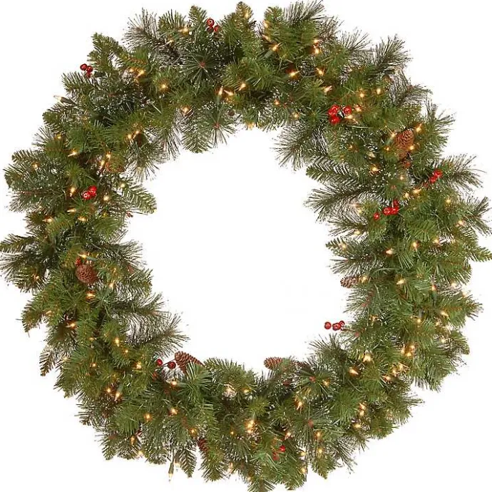 Kirklands Home Pre-Lit Traditional Spruce Wreath, 36 in. Green