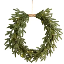 Clearance Kirklands Home Pre-Lit Twine Bound Pine Branch Wreath Green