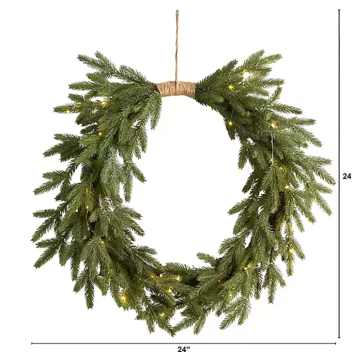 Clearance Kirklands Home Pre-Lit Twine Bound Pine Branch Wreath Green