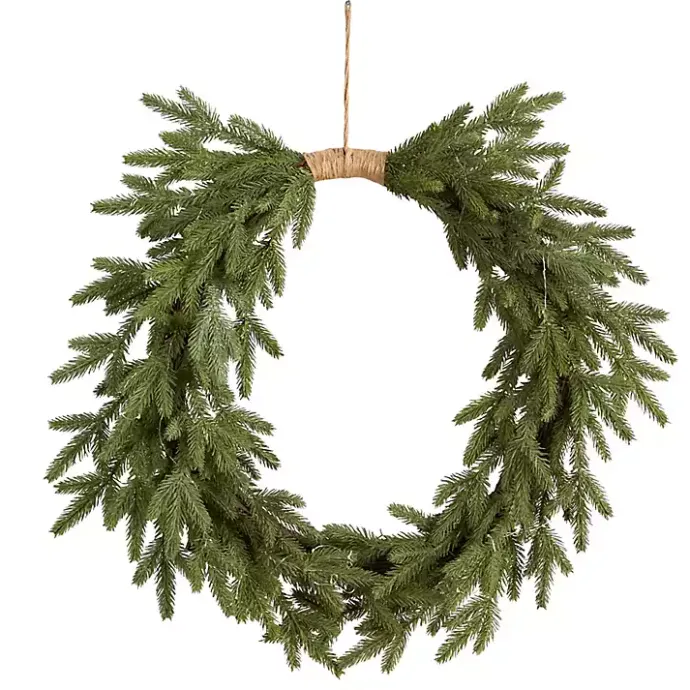 Clearance Kirklands Home Pre-Lit Twine Bound Pine Branch Wreath Green