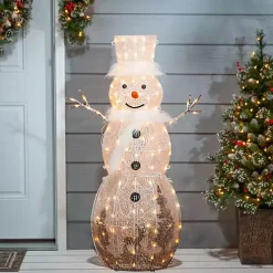 Discount Kirklands Home Pre-Lit White Reindeer Motif Christmas Snowman