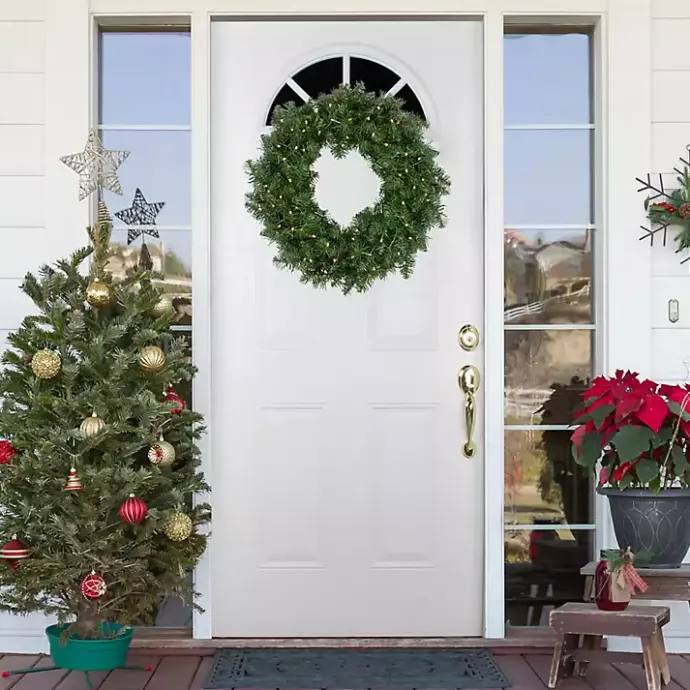 Online Kirklands Home Pre-Lit Whitmire Pine Christmas Wreath Green