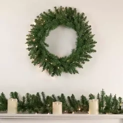 Hot Kirklands Home Pre-Lit Winona Fir Wreath Green