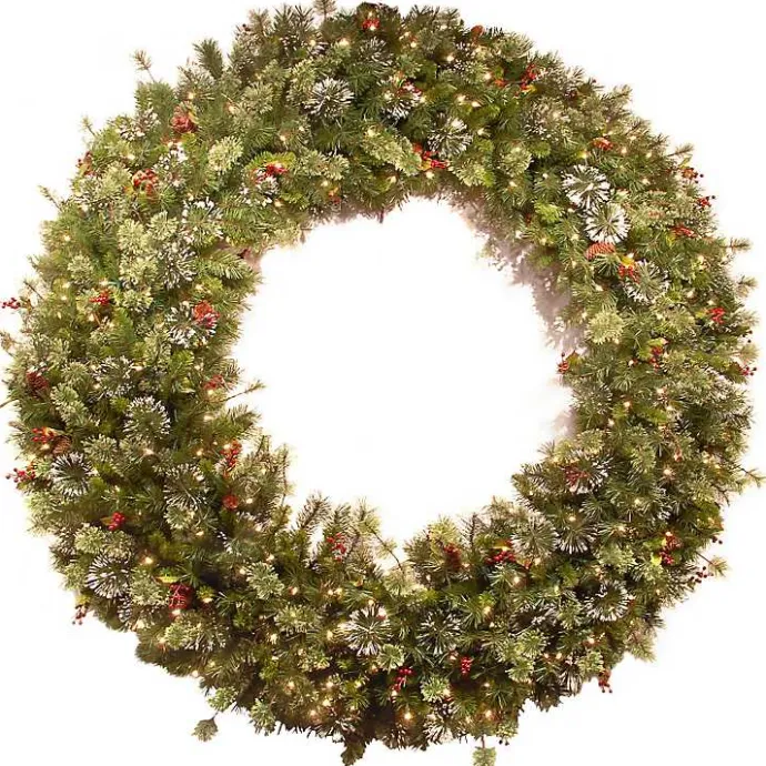 New Kirklands Home Pre-Lit Wintery Pine Christmas Wreath
