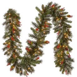 Outlet Kirklands Home Pre-Lit Wintry Pine Christmas Garland, 9 ft.