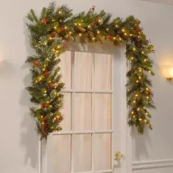 Outlet Kirklands Home Pre-Lit Wintry Pine Christmas Garland, 9 ft.
