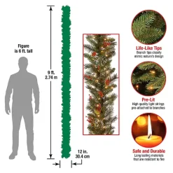 Outlet Kirklands Home Pre-Lit Wintry Pine Christmas Garland, 9 ft.