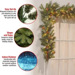 Outlet Kirklands Home Pre-Lit Wintry Pine Christmas Garland, 9 ft.