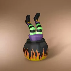 Outlet Kirklands Home Pre-Lit Witch in Cauldron Inflatable Decoration