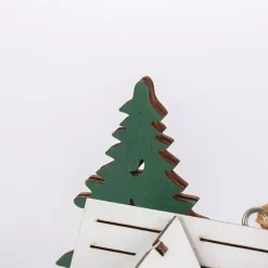 Sale Kirklands Home Pre-Lit Wooden House Christmas Ornaments, Set of 3 Tan