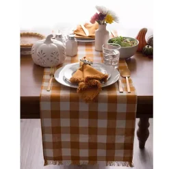 Outlet Kirklands Home Pumpkin Spice Checkered Table Runner