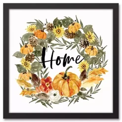 Best Kirklands Home Pumpkin Wreath Home Framed Canvas Art Print