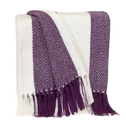 Discount Kirklands Home Purple Chalet Striped Fringe Throw