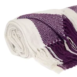 Discount Kirklands Home Purple Chalet Striped Fringe Throw