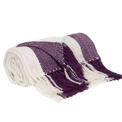 Discount Kirklands Home Purple Chalet Striped Fringe Throw