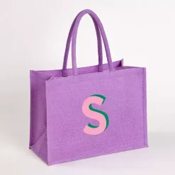 Best Kirklands Home Monogram S Jute Tote Bag Purple