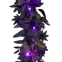 Online Kirklands Home Purple Pre-Lit Black Leaves Garland