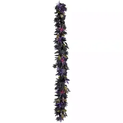 Online Kirklands Home Purple Pre-Lit Black Leaves Garland
