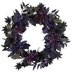 Kirklands Home Purple Pre-Lit Black Leaves Wreath