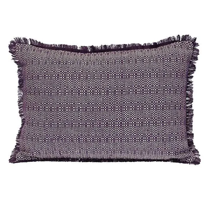Hot Kirklands Home Woven Stripes Fringe Lumbar Pillow Purple