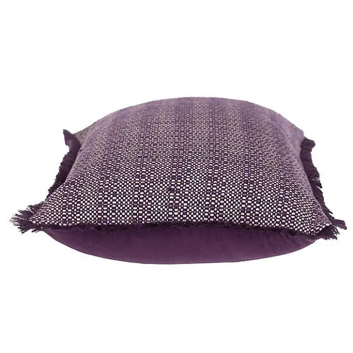 Hot Kirklands Home Woven Stripes Fringe Lumbar Pillow Purple