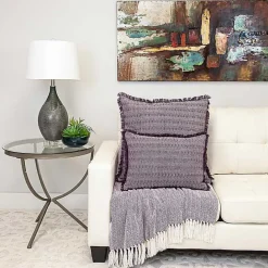 Online Kirklands Home Woven Stripes Fringe Pillow Purple