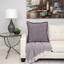 Online Kirklands Home Woven Stripes Fringe Pillow Purple