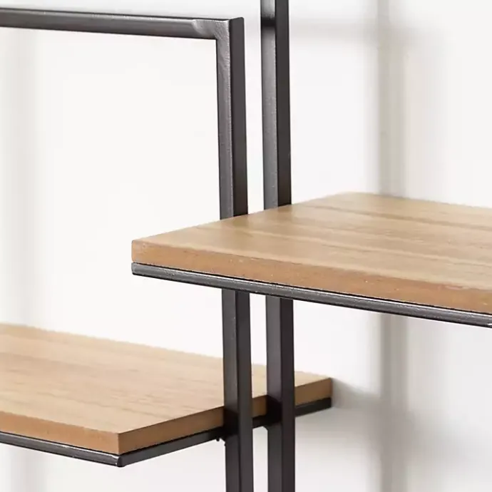 Outlet Kirklands Home Quadrate Multi-Level Black Metal Wall Shelf