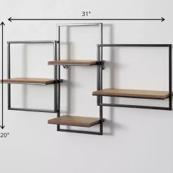 Outlet Kirklands Home Quadrate Multi-Level Black Metal Wall Shelf