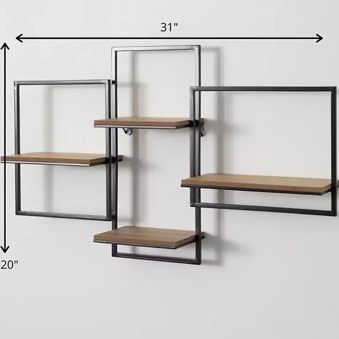 Outlet Kirklands Home Quadrate Multi-Level Black Metal Wall Shelf