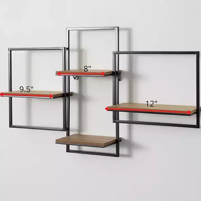 Outlet Kirklands Home Quadrate Multi-Level Black Metal Wall Shelf