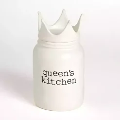 New Kirklands Home Queen's Kitchen Ceramic Canister White