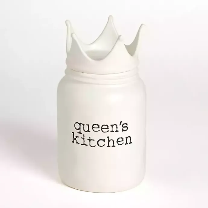 New Kirklands Home Queen's Kitchen Ceramic Canister White