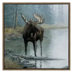 Clearance Kirklands Home Quiet Water Moose Framed Canvas Art Print