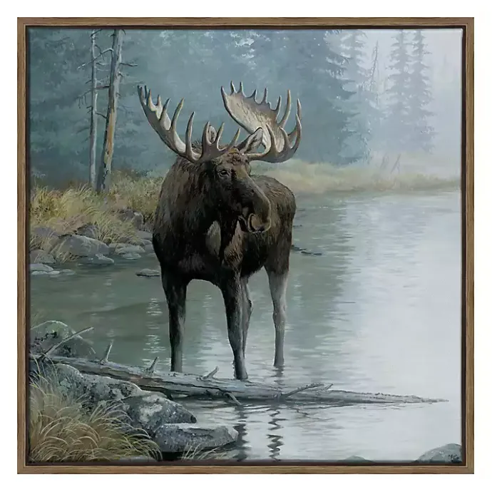 Clearance Kirklands Home Quiet Water Moose Framed Canvas Art Print