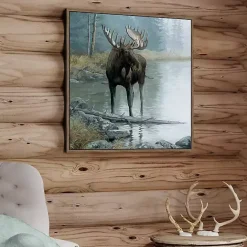 Clearance Kirklands Home Quiet Water Moose Framed Canvas Art Print