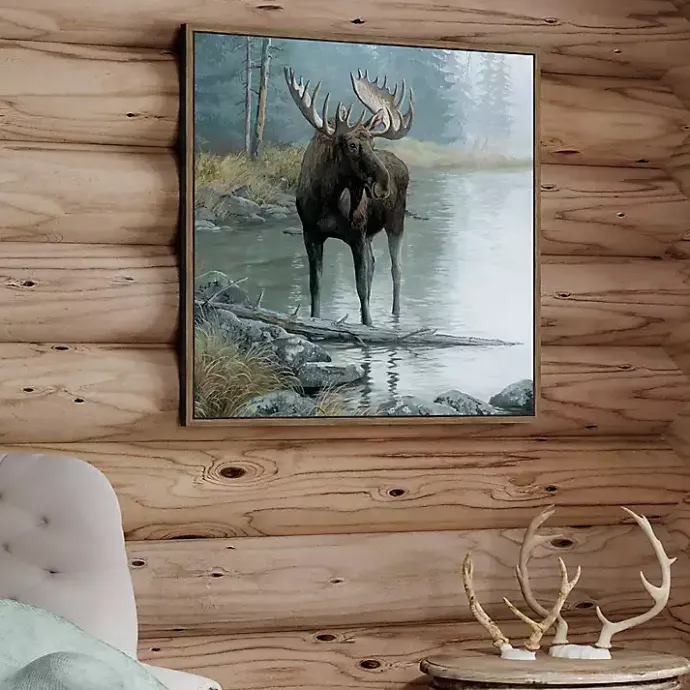 Clearance Kirklands Home Quiet Water Moose Framed Canvas Art Print