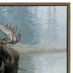 Clearance Kirklands Home Quiet Water Moose Framed Canvas Art Print