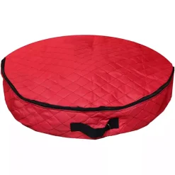 Kirklands Home Quilted Christmas Wreath Storage Bag Red